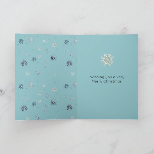 Chic Blue Snowflakes Red Head Female Kaart (Binnen)