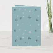 Chic Blue Snowflakes White Kitten Kaart (Achterkant)