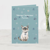 Chic Blue Snowflakes White Kitten Kaart (Voorkant)