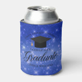 Chic Blue Sparkle Afstuderen Aangepaste GraduParti Blikjeskoeler (Blikje Voorkant)
