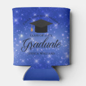 Chic Blue Sparkle Afstuderen Aangepaste GraduParti Blikjeskoeler (Achterkant)