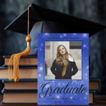 Chic Blue Sparkle Afstuderen Foto Afstuderen
