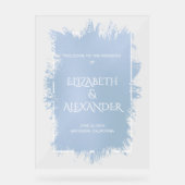 Chic Blue Splash Wedding Welkom Acryl Bord (Voorkant)