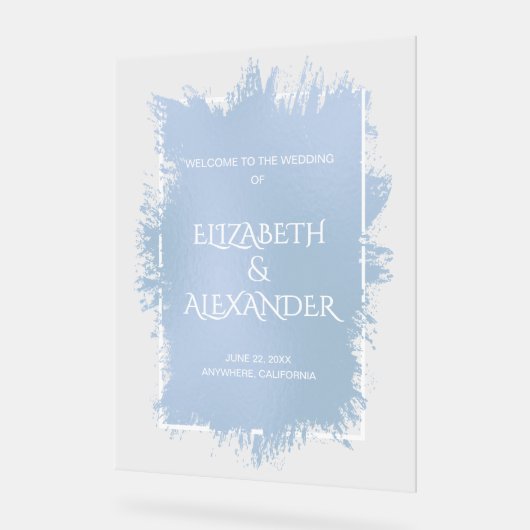 Chic Blue Splash Wedding Welkom Acryl Bord (Hoek)