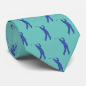 Chic Blue Sports Golfer Silhouette Stropdas (Opgerold)