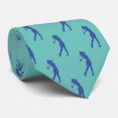 Chic Blue Sports Lady Golfer Silhouette Stropdas (Opgerold)