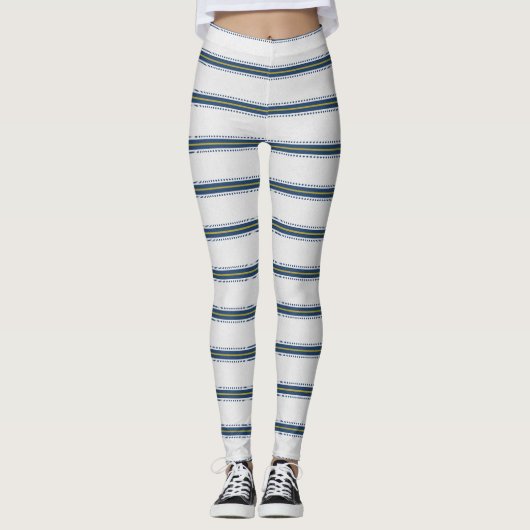 Chic Blue Stripe Leggings (Voorkant)