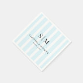 Chic Blue Stripes Elegant paar Initialen bruiloft Servet (Hoek)