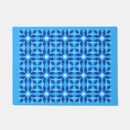 Chic Blue Tegel Flowers Pattern Small Deuren Deurmat