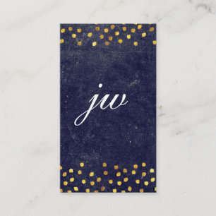chic blue textuur met gouden vlekjes monogram visitekaartje