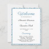 Chic Blue Toile de Jouy Floral Border Wedding (Voorkant)