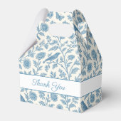 Chic Blue Toile de Jouy Floral Border Wedding Bedankdoosjes (Voorkant Zijde)