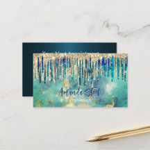 Chic blue turquoise Gold glitter druppelt monogram