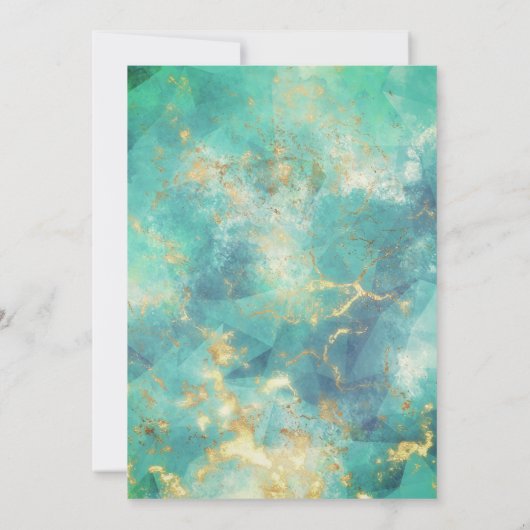 Chic blue turquoise Gold glitter druppelt monogram Kaart (Achterkant)