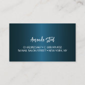 Chic blue turquoise Gold glitter druppelt monogram Visitekaartje (Achterkant)