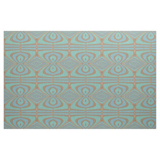 Chic Blue Turquoise  Nouveau Deco Patroon Stof (Fat Quarter)