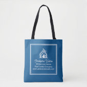 Chic Blue Vastgoedbedrijf Aangepaste Makelaar Tote Bag (Voorkant)