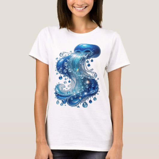Chic Blue WATER FLOW Custom T-shirt (Voorkant)