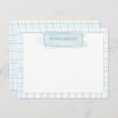 Chic Blue Watercolor Badge Note Card Notitiekaartje (Voorkant / Achterkant)