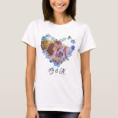 Chic Blue Waterverf Floral Heart Foto Valentijns T-shirt (Voorkant)