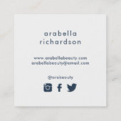 Chic Blue Waterverf Floral | Icons voor sociale me Vierkante Visitekaartje (Achterkant)