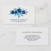Chic Blue Waterverf Floral Rozen Visitekaartje (Voorkant / Achterkant)
