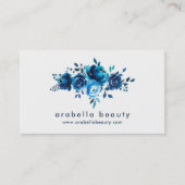 Chic Blue Waterverf Floral Rozen Visitekaartje (Voorkant)