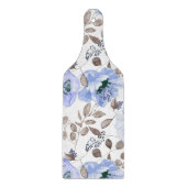 Chic Blue Waterverf Flowers Cutting Board Snijplank (Voorkant)