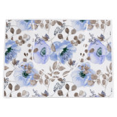 Chic Blue Waterverf Flowers Groot Cadeauzakje (Voorkant)