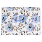 Chic Blue Waterverf Flowers Groot Cadeauzakje (Achterkant)