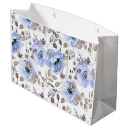 Chic Blue Waterverf Flowers Groot Cadeauzakje