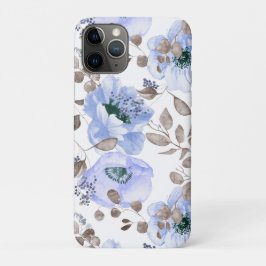 Chic Blue Waterverf Flowers iPhone Case
