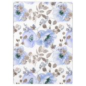 Chic Blue Waterverf Flowers Klembord (Achterkant)
