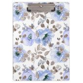 Chic Blue Waterverf Flowers Klembord (Voorkant)