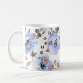 Chic Blue Waterverf Flowers Koffiemok (Links)
