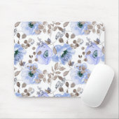 Chic Blue Waterverf Flowers Muismat (Met muis)