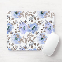 Chic Blue Waterverf Flowers Muismat