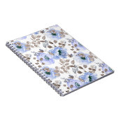 Chic Blue Waterverf Flowers Notitieboek (Rechterzijde)