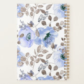 Chic Blue Waterverf Flowers Planner (Achterkant)