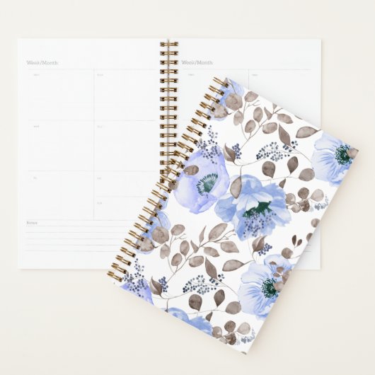 Chic Blue Waterverf Flowers Planner (Display)