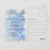 Chic Blue Waterverf Orchid Wedding Save Our Date Briefkaart (Achterkant)
