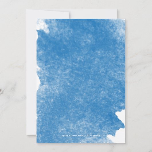 CHIC BLUE WATERVERF WEDDING INVITATION KAART (Achterkant)