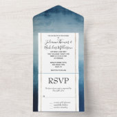 Chic Blue Wedding All In One Uitnodiging (Binnen)