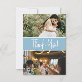 Chic Blue Wedding Custom 2 foto's Bedankkaart