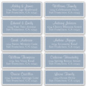 Chic  Blue Wedding Guest Adresetiketten Sticker (Voorkant)
