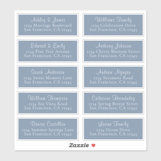 Chic  Blue Wedding Guest Adresetiketten Sticker (Vel)