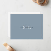 Chic Blue Wedding Monogram Note Kaart Notitiekaartje (Voorkant / Achterkant in situ)