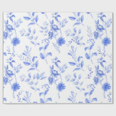 Chic Blue White Chinoiserie Floral Porcelain Cadeaupapier (Vlak)