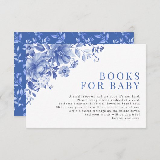 Chic Blue White Chinoiserie Garden Books for Baby Informatiekaartje (Voorkant / Achterkant)