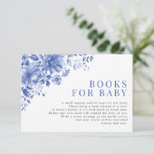 Chic Blue White Chinoiserie Garden Books for Baby Informatiekaartje (Staand voorkant)